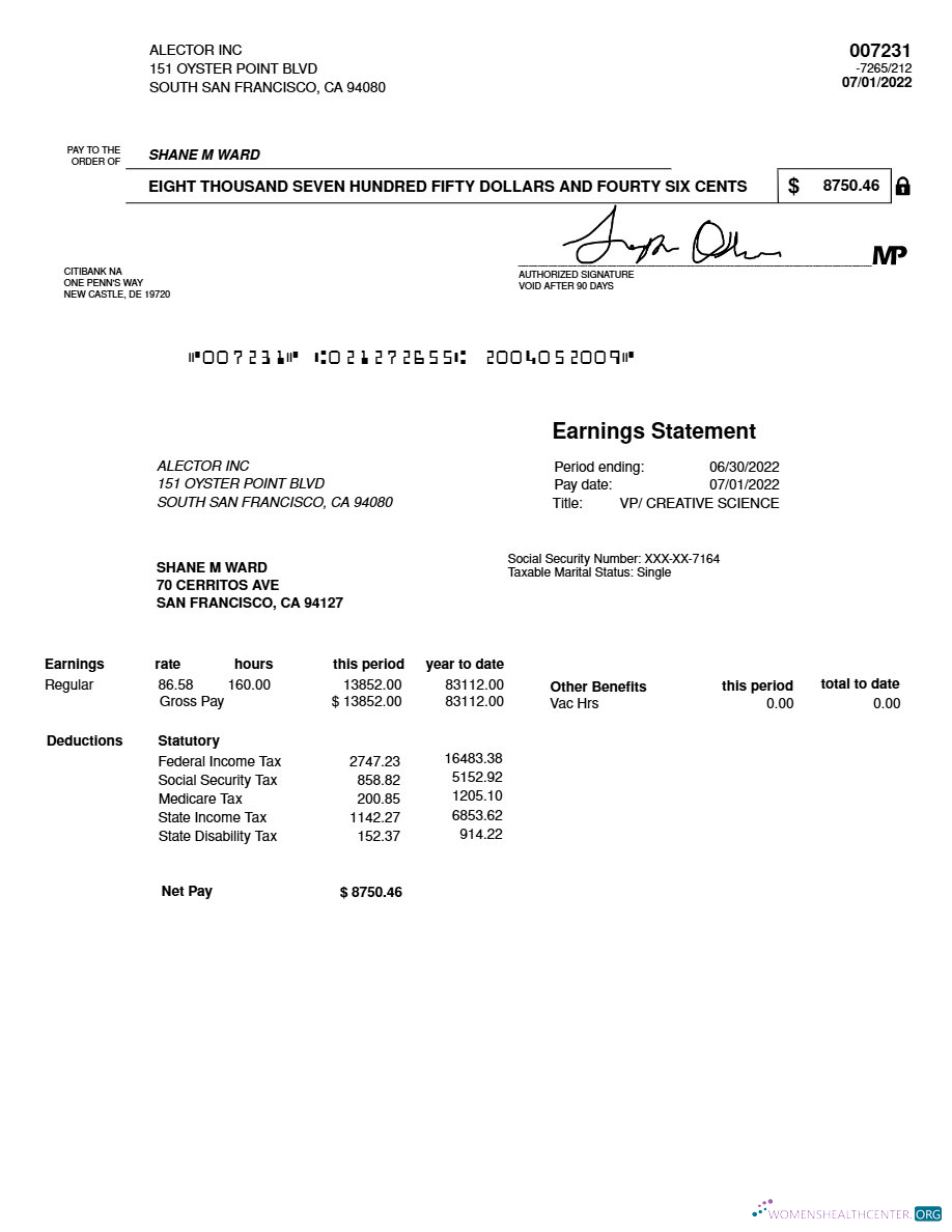 Download ALECTOR INC earnings statement template in Word and PDF formats.pdf, 1 Photoshop template